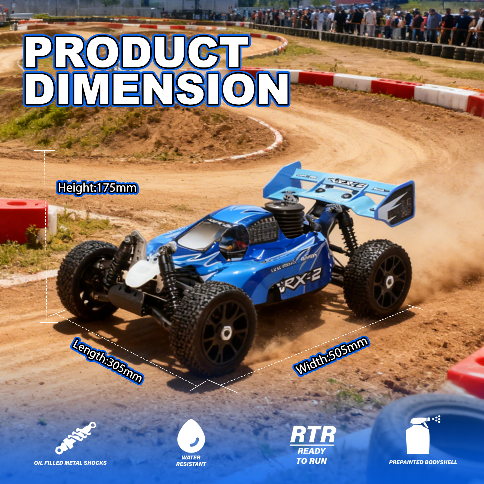 VRX-2 VRX RACING 1:8 Scale 4WD off road Nitro Powered RC Buggy #RH802