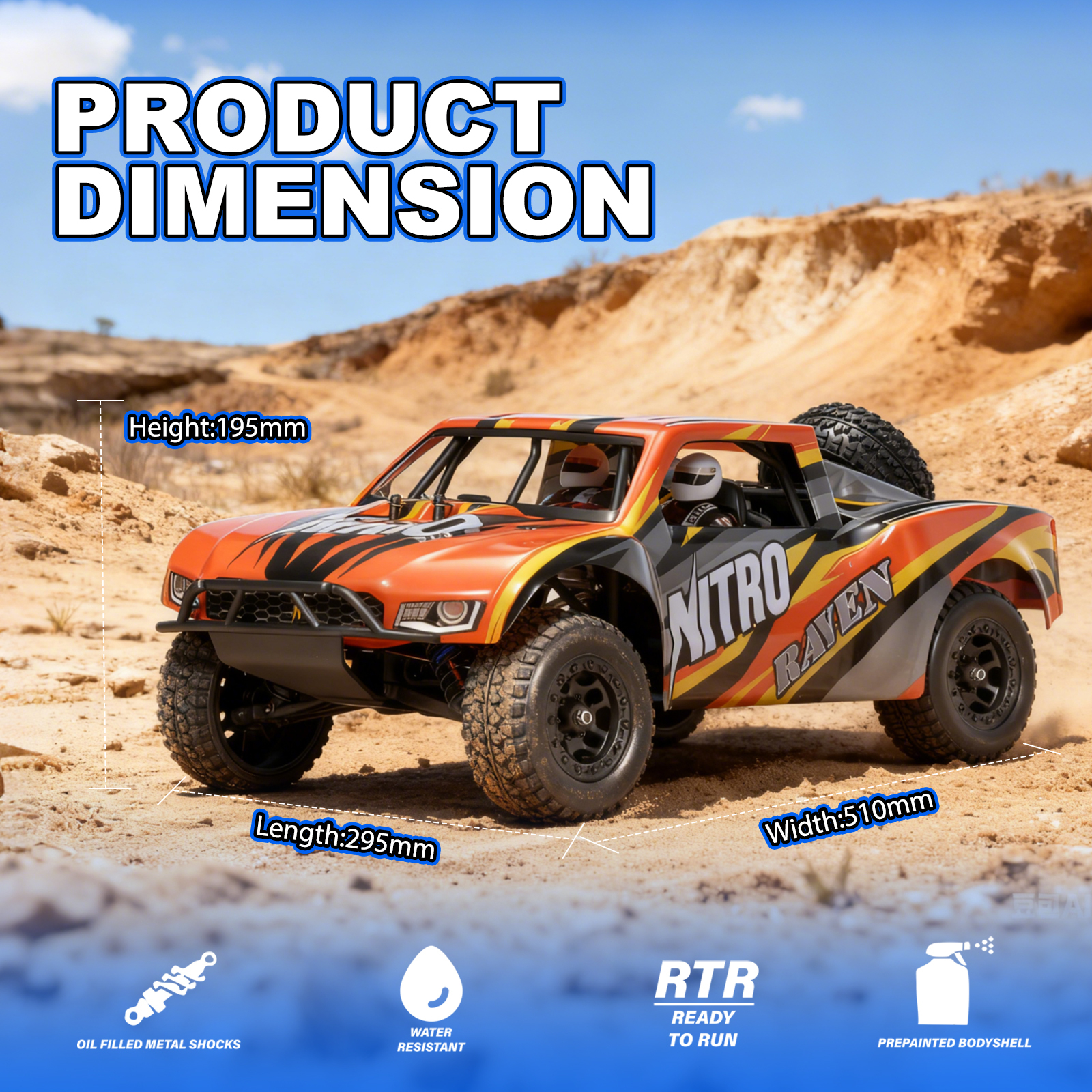 Nitro VRX RACING 1:10 Scale 4WD Off road Nitro Powered Short Course Truck RC Car #RH1008