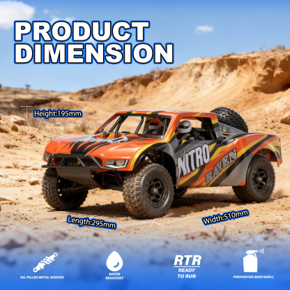 Nitro VRX RACING 1:10 Scale 4WD Off road Nitro Powered Short Course Truck RC Car #RH1008