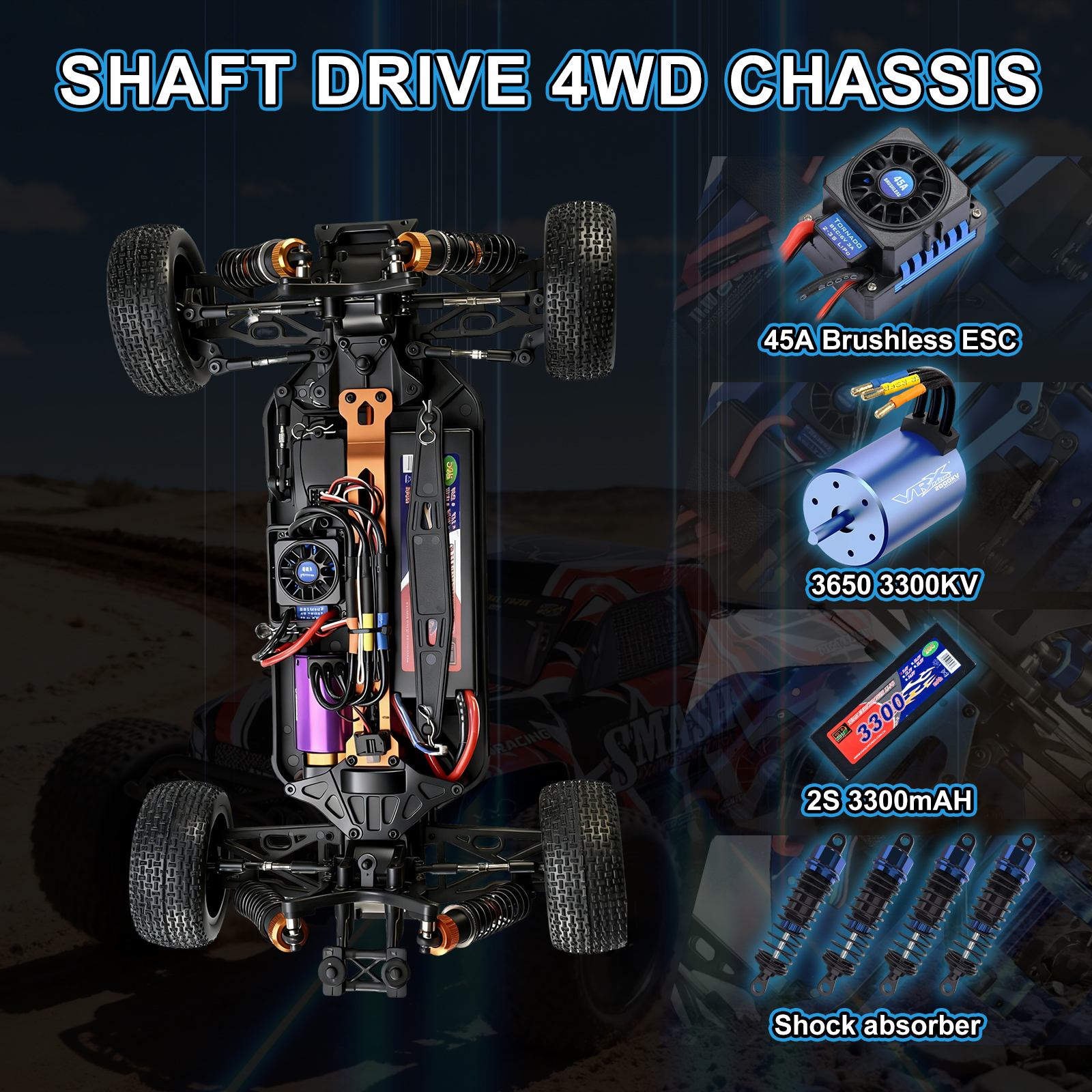 SPRINT 1/10 Scale 4WD Off-road Electric RC buggy 2.4G Brushless High Speed RTR #RH1068