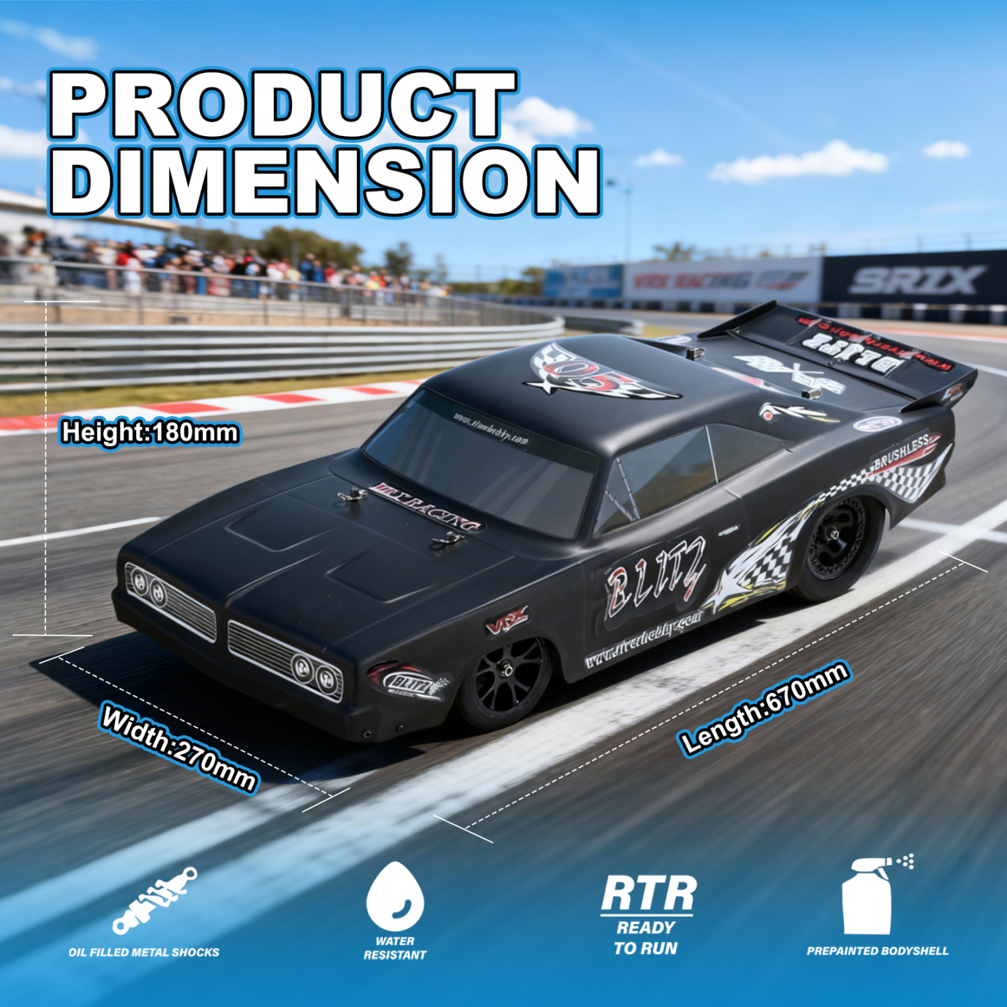 BLITZ  VRX RACING 1/0 Scale 2WD High Speed Electric RC Car #RH2016