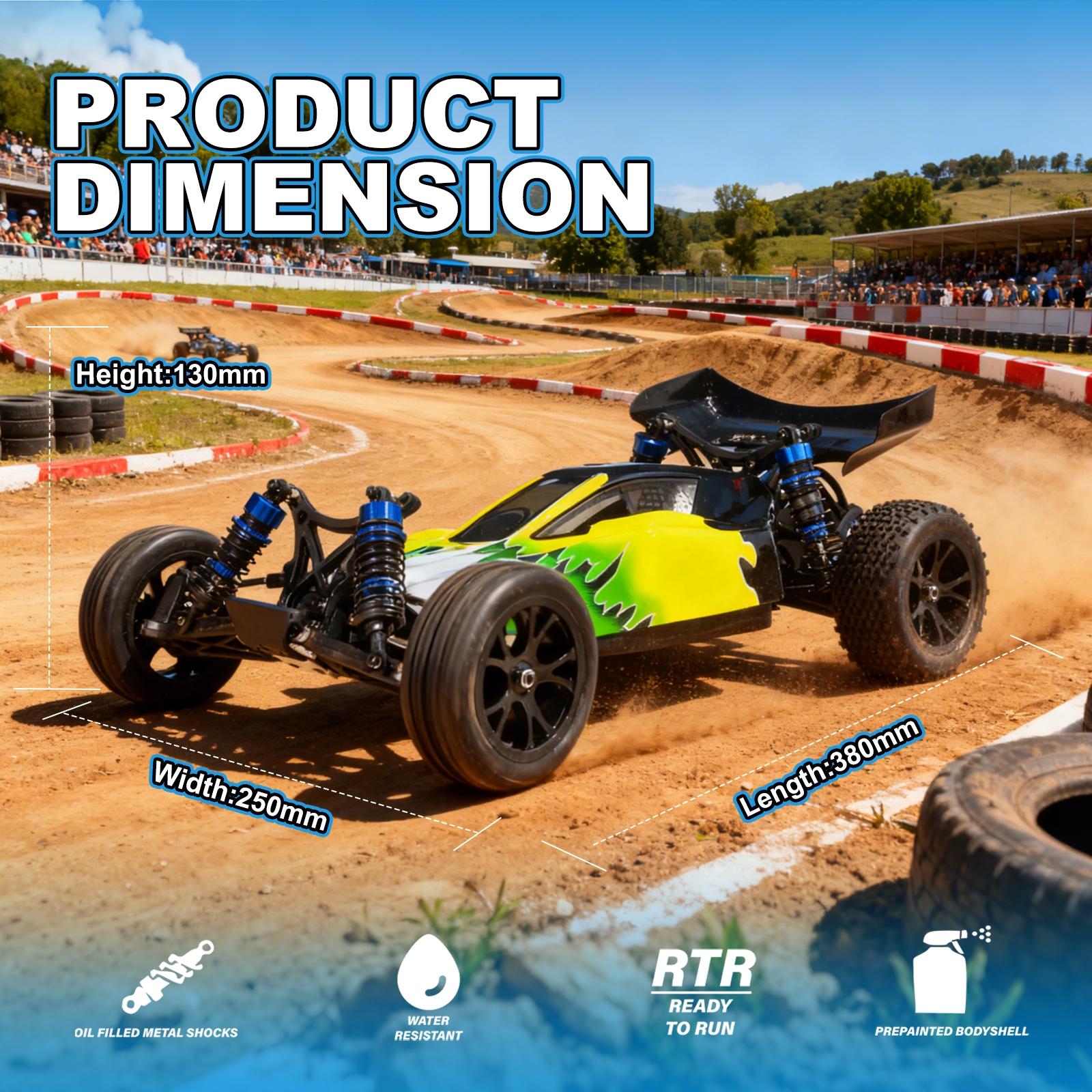 BULLET VRX RACING 1/0 Scale 2WD High Speed Electric RC Car #RH2012