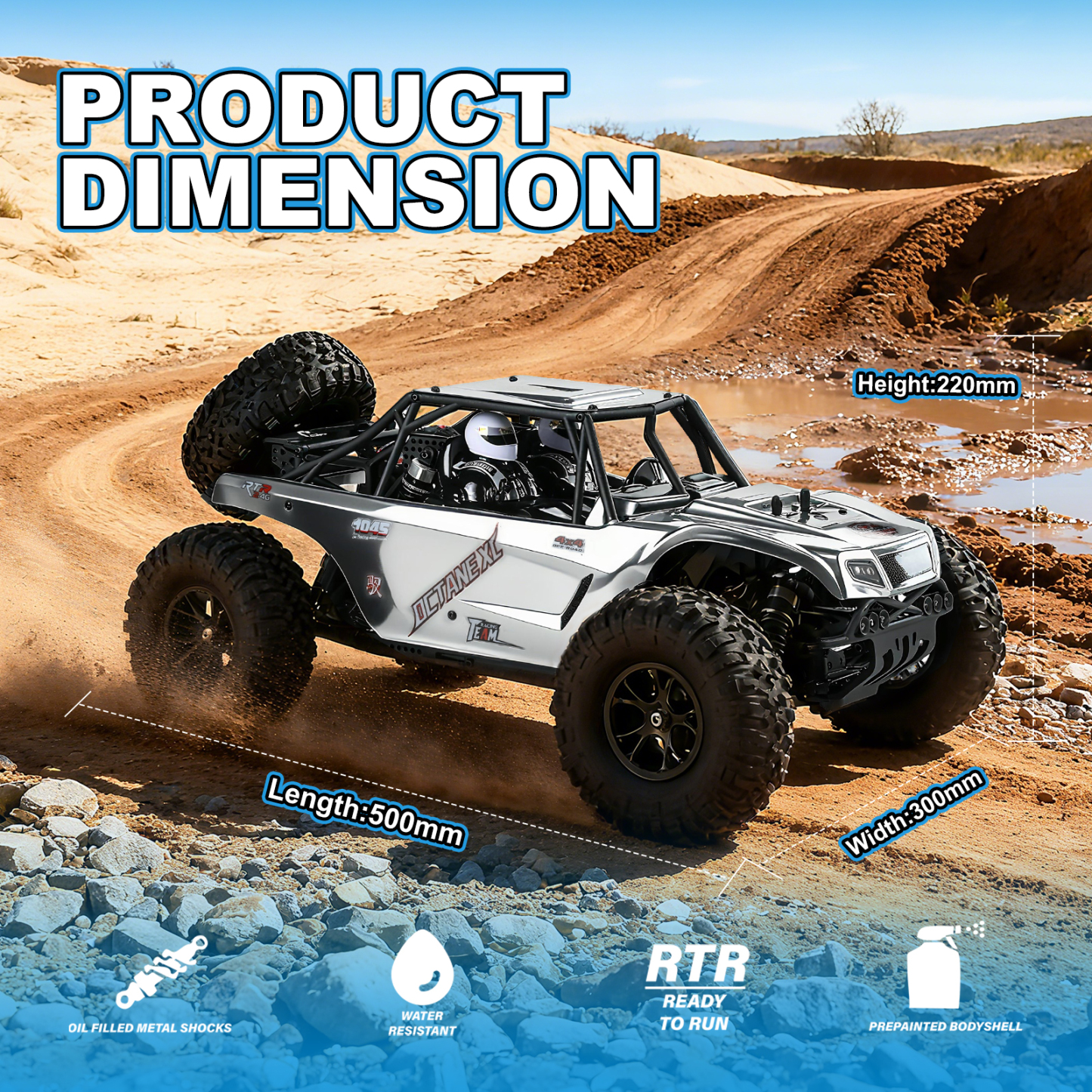 OCTANE 1/10 Scale 4WD Off-road Electric RC Sand Buggy 2.4G Brushless High Speed RTR #RH1045