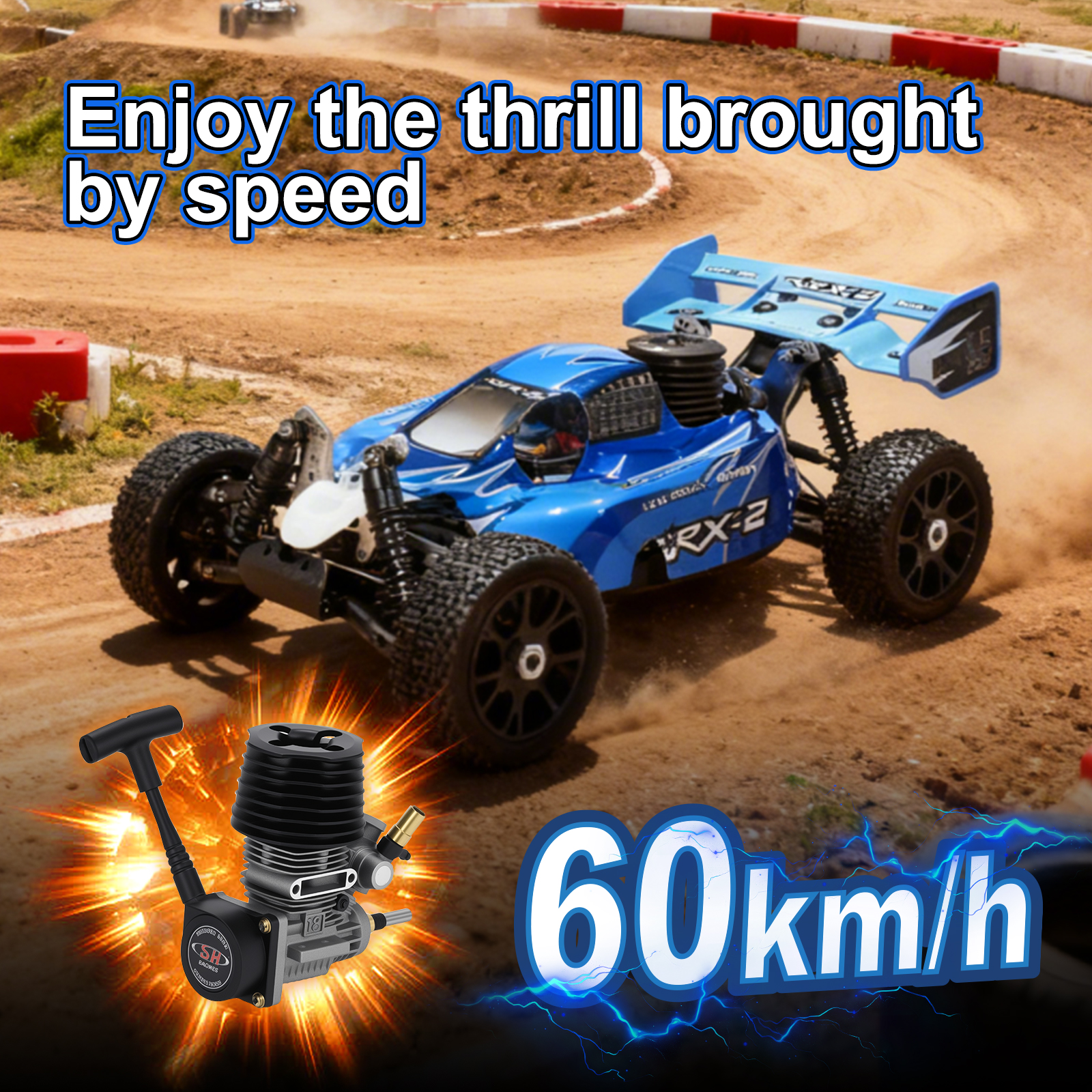 VRX-2 VRX RACING 1:8 Scale 4WD off road Nitro Powered RC Buggy #RH802