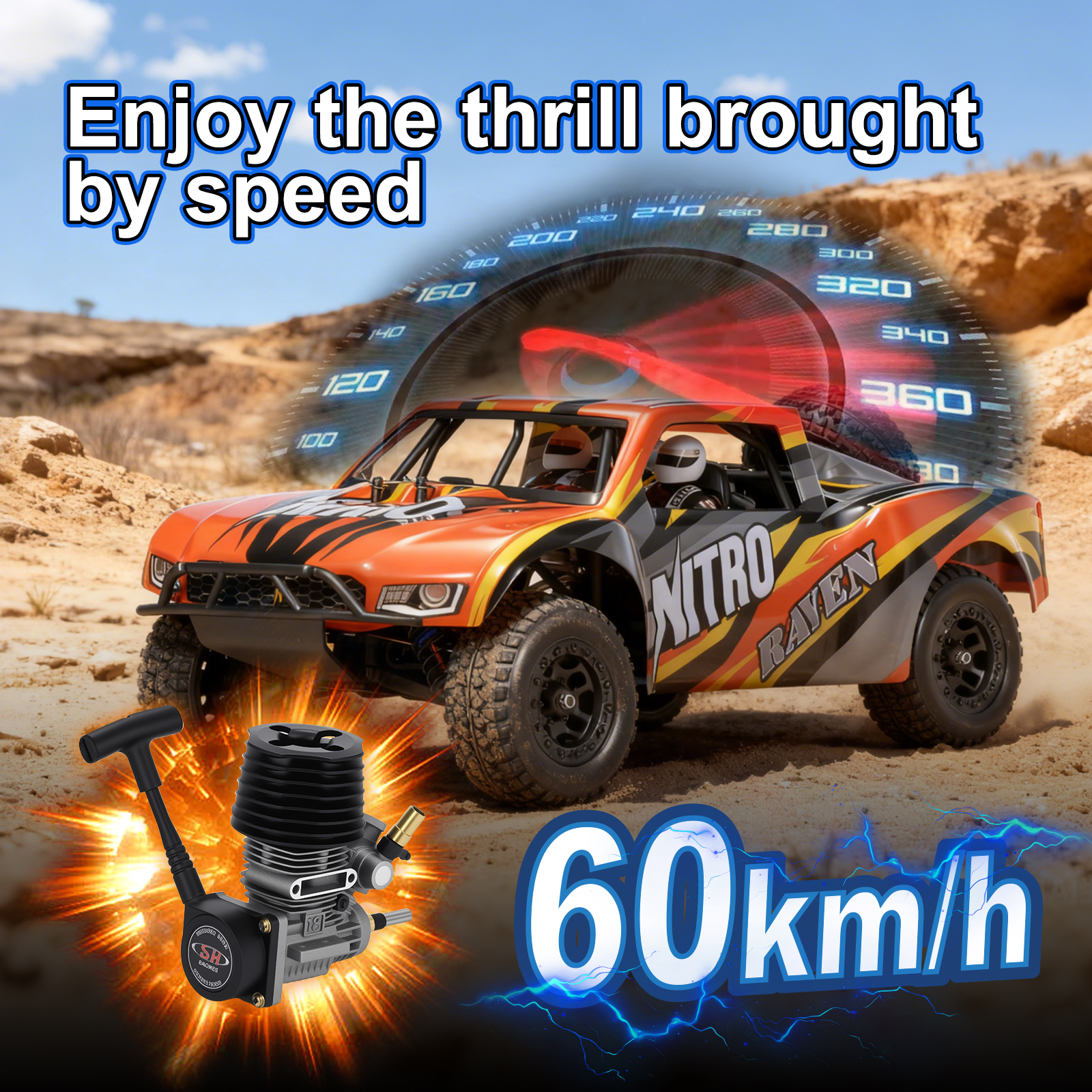Nitro VRX RACING 1:10 Scale 4WD Off road Nitro Powered Short Course Truck RC Car #RH1008