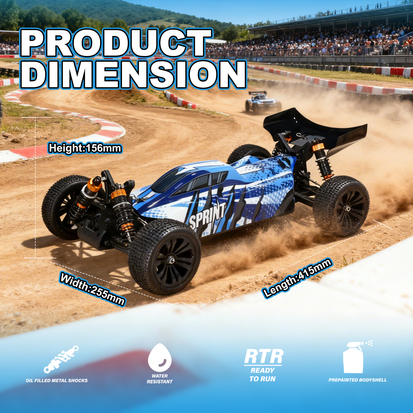 SPRINT 1/10 Scale 4WD Off-road Electric RC buggy 2.4G Brushless High Speed RTR #RH1068