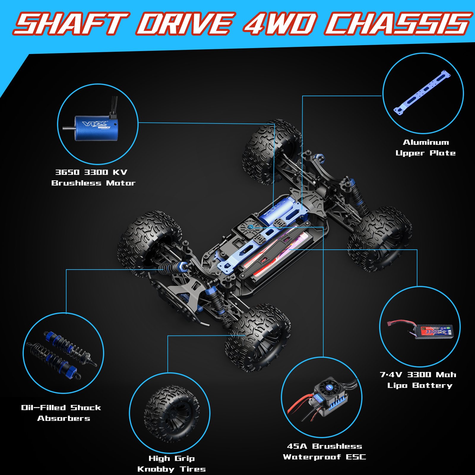 VRX Racing 1:10 scale 4WD off road Electric rc car high speed brushless remote control car 