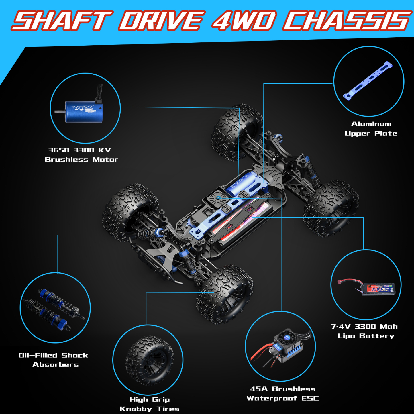 VRX Racing 1:10 scale 4WD off road Electric rc car high speed brushless remote control car 