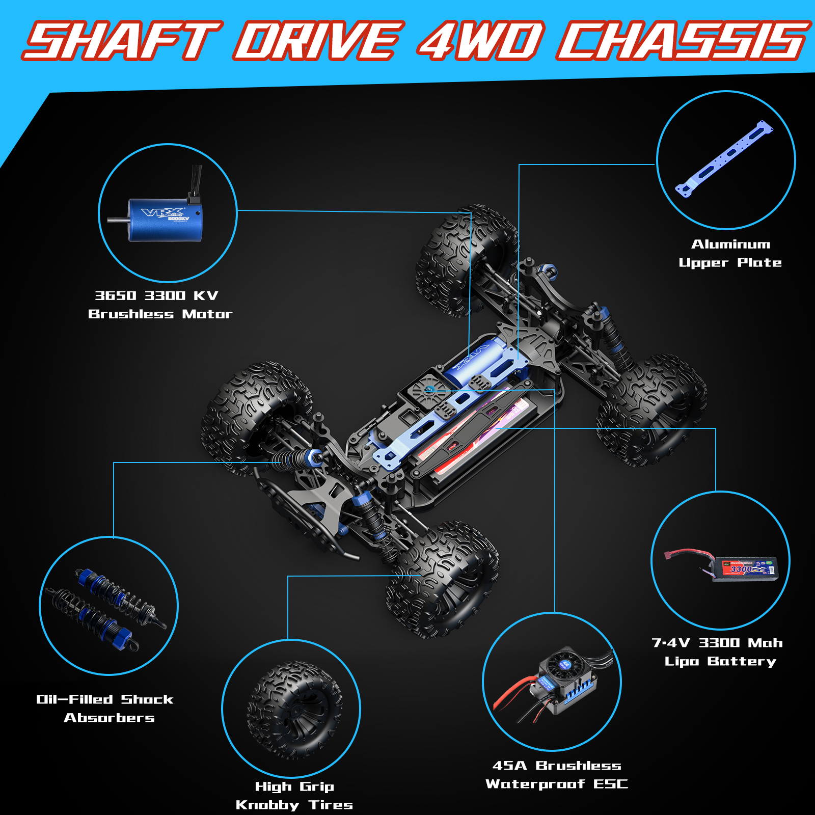 VRX Racing 1:10 scale 4WD off road Electric rc car high speed brushless remote control car 