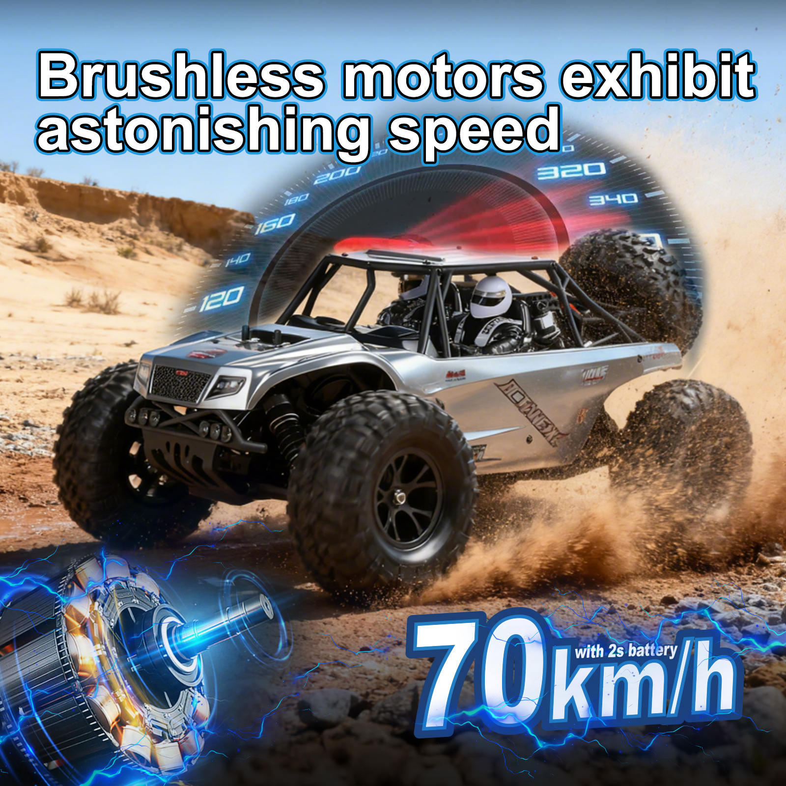 OCTANE 1/10 Scale 4WD Off-road Electric RC Sand Buggy 2.4G Brushless High Speed RTR #RH1045