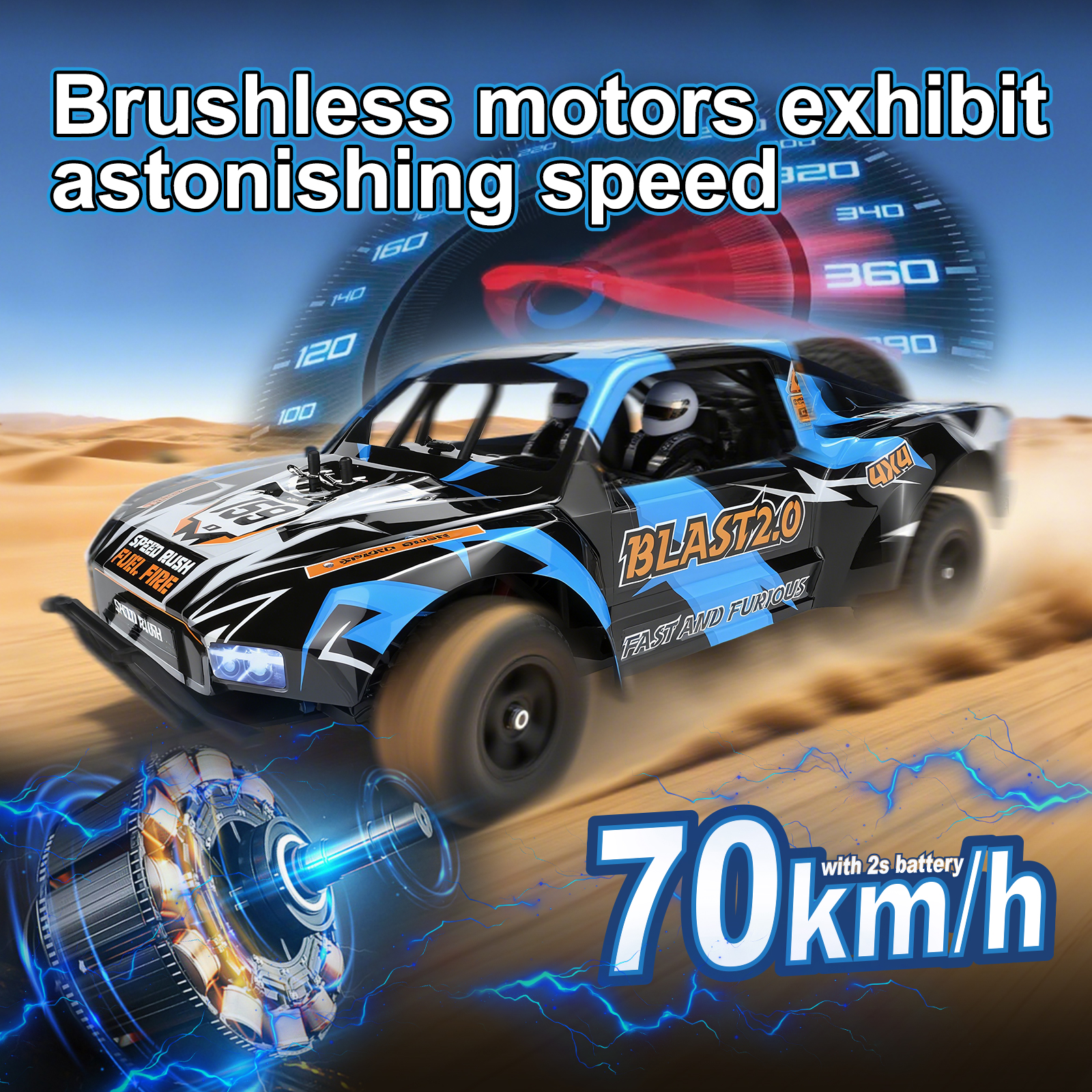 BLAST 2.0 1/10 Scale 4WD Off-road Electric Short Course Truck 2.4G Brushless High Speed RTR #RH1045SC