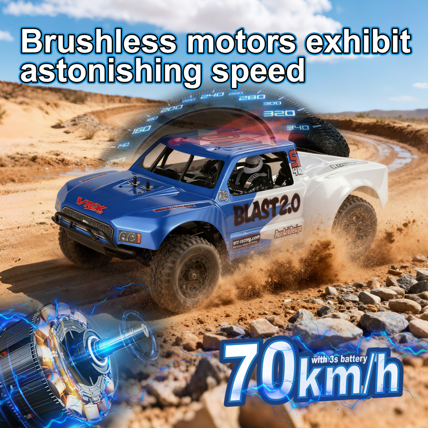 Blast 1/8 Scale 4WD Off-road Electric RC Short Course Truck 2.4G Brushless High Speed RTR #RH820