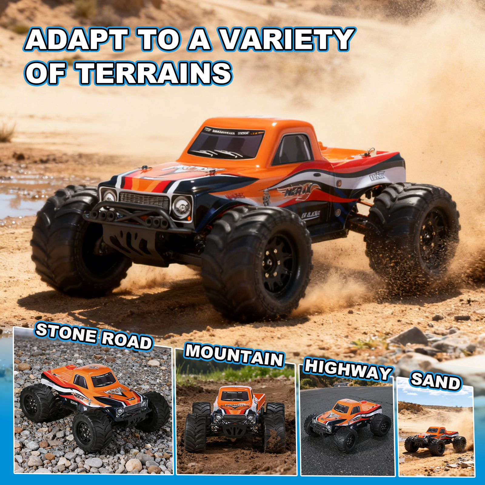 MERAK 1/10 Scale 4WD Off-road Electric RC Truck 2.4G Brushless High Speed RTR #RH1070