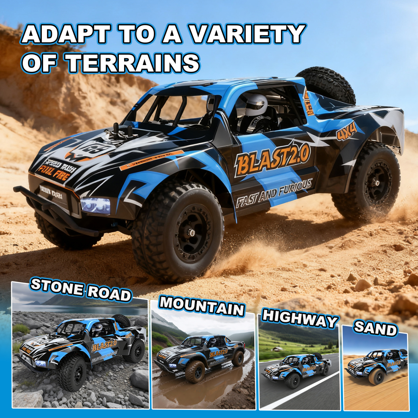BLAST 2.0 1/10 Scale 4WD Off-road Electric Short Course Truck 2.4G Brushless High Speed RTR #RH1045SC
