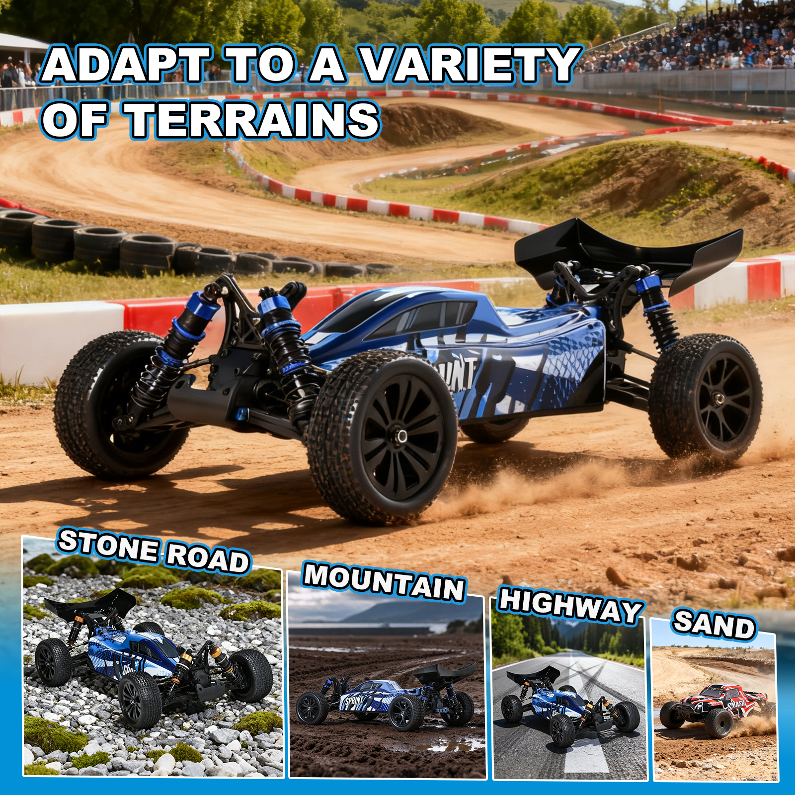 SPRINT 1/10 Scale 4WD Off-road Electric RC buggy 2.4G Brushless High Speed RTR #RH1068