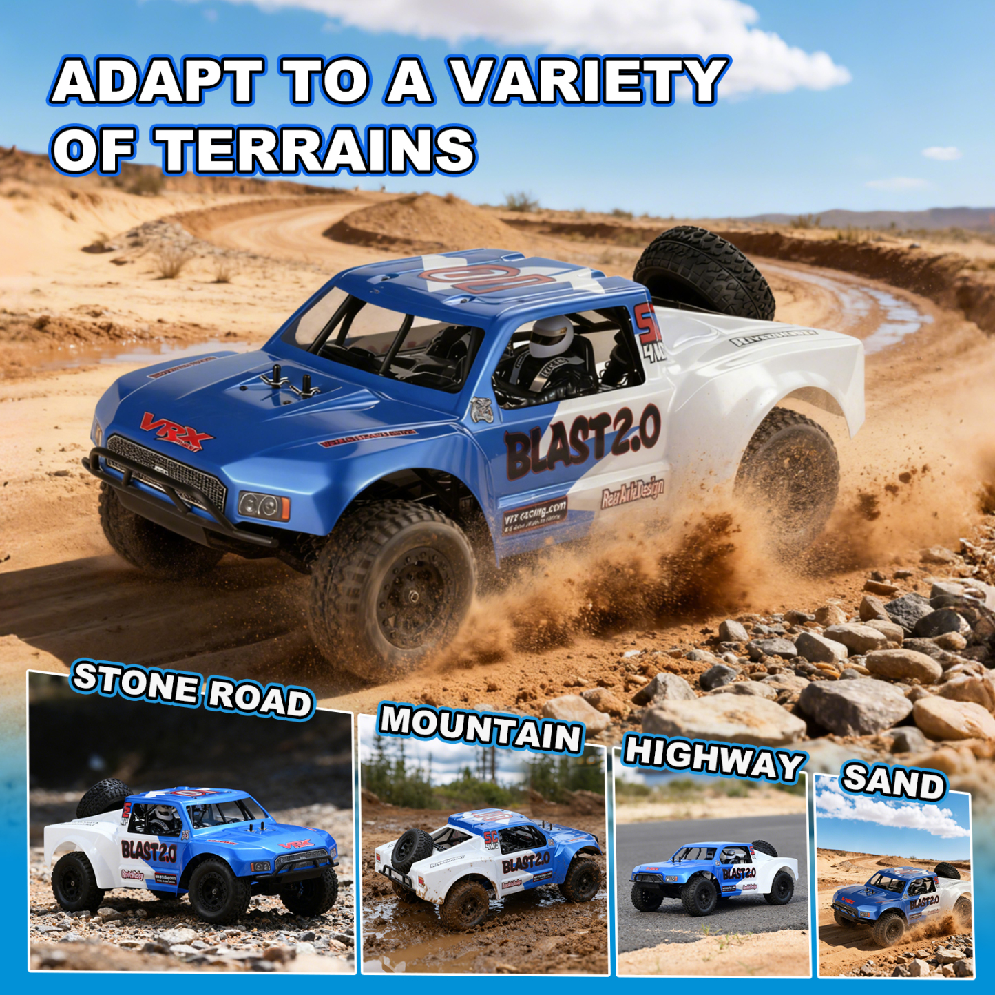 Blast 1/8 Scale 4WD Off-road Electric RC Short Course Truck 2.4G Brushless High Speed RTR #RH820