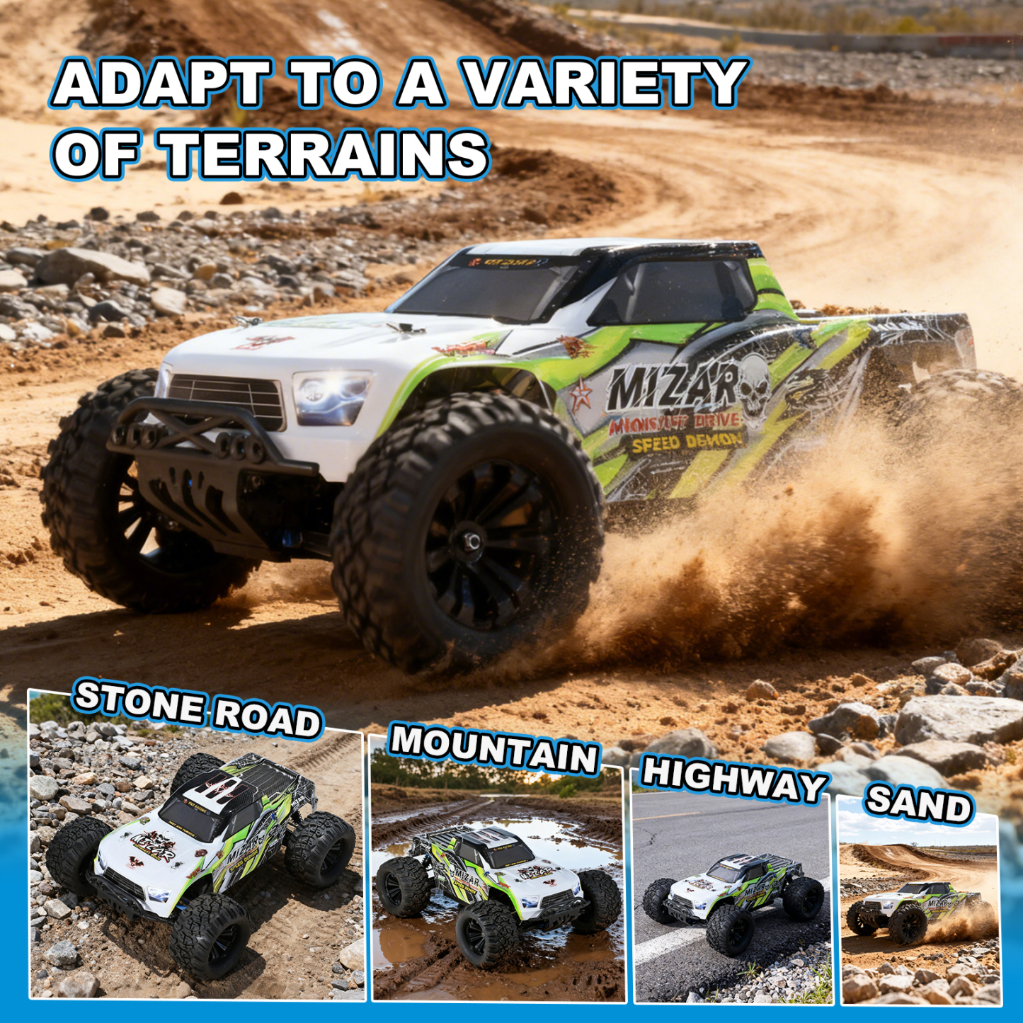 MIZAR 1/10 Scale 4WD Off-road Electric RC Truck 2.4G Brushless High Speed RTR #RH1072