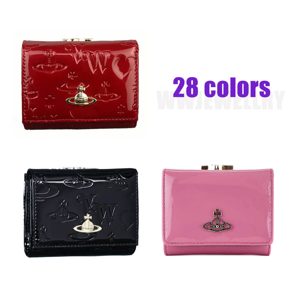 NEW-28 Colors Leather Tri-fold Saturn Wallet