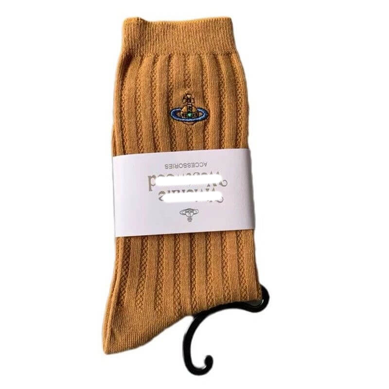 Japan Saturn Embroidered Mid-Calf Socks