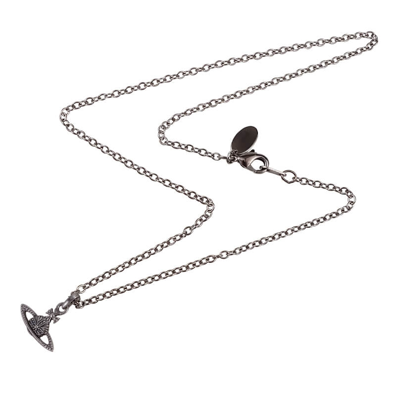 Antique Silver Carved Saturn Necklace