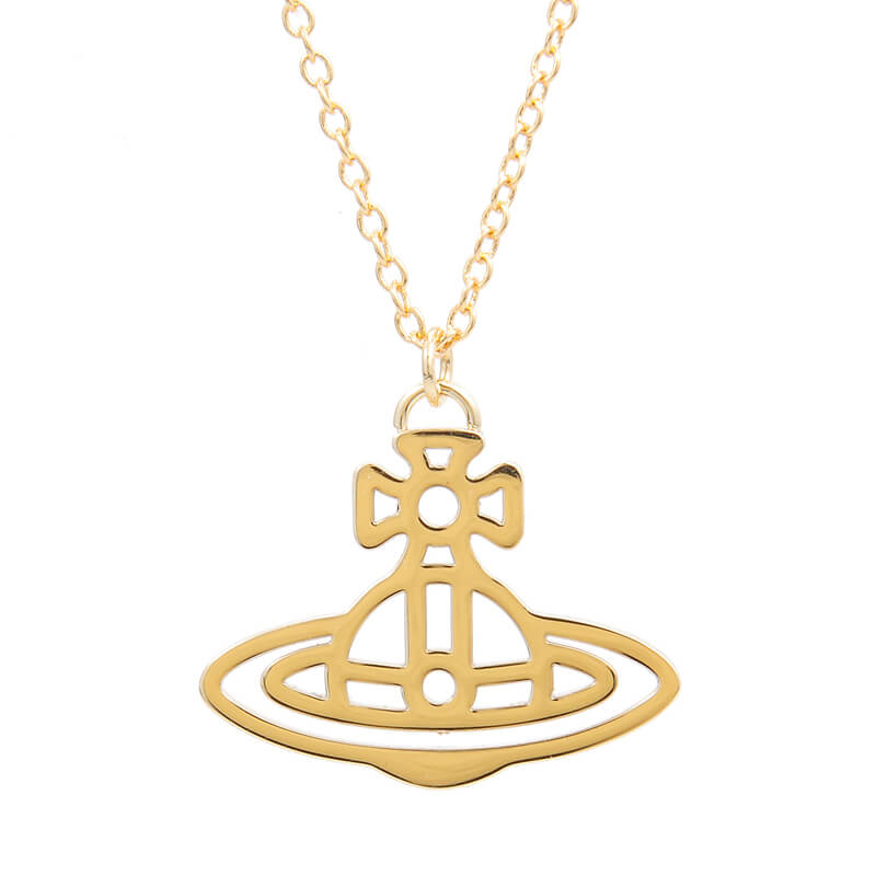 Line Cutout Saturn Necklace