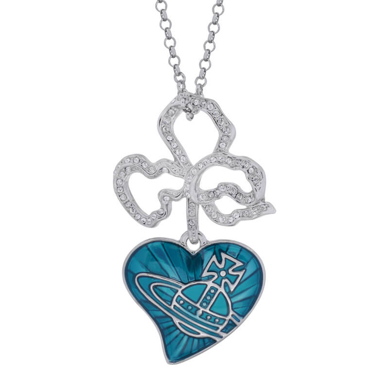 Flower Lacquered Heart Necklace