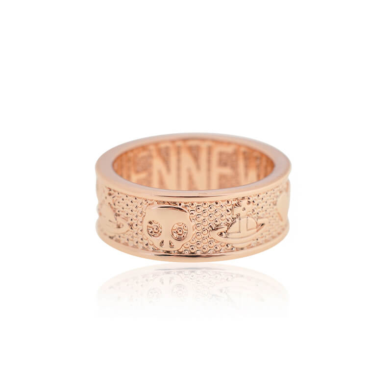 Wide Sided Skull Heart Ring