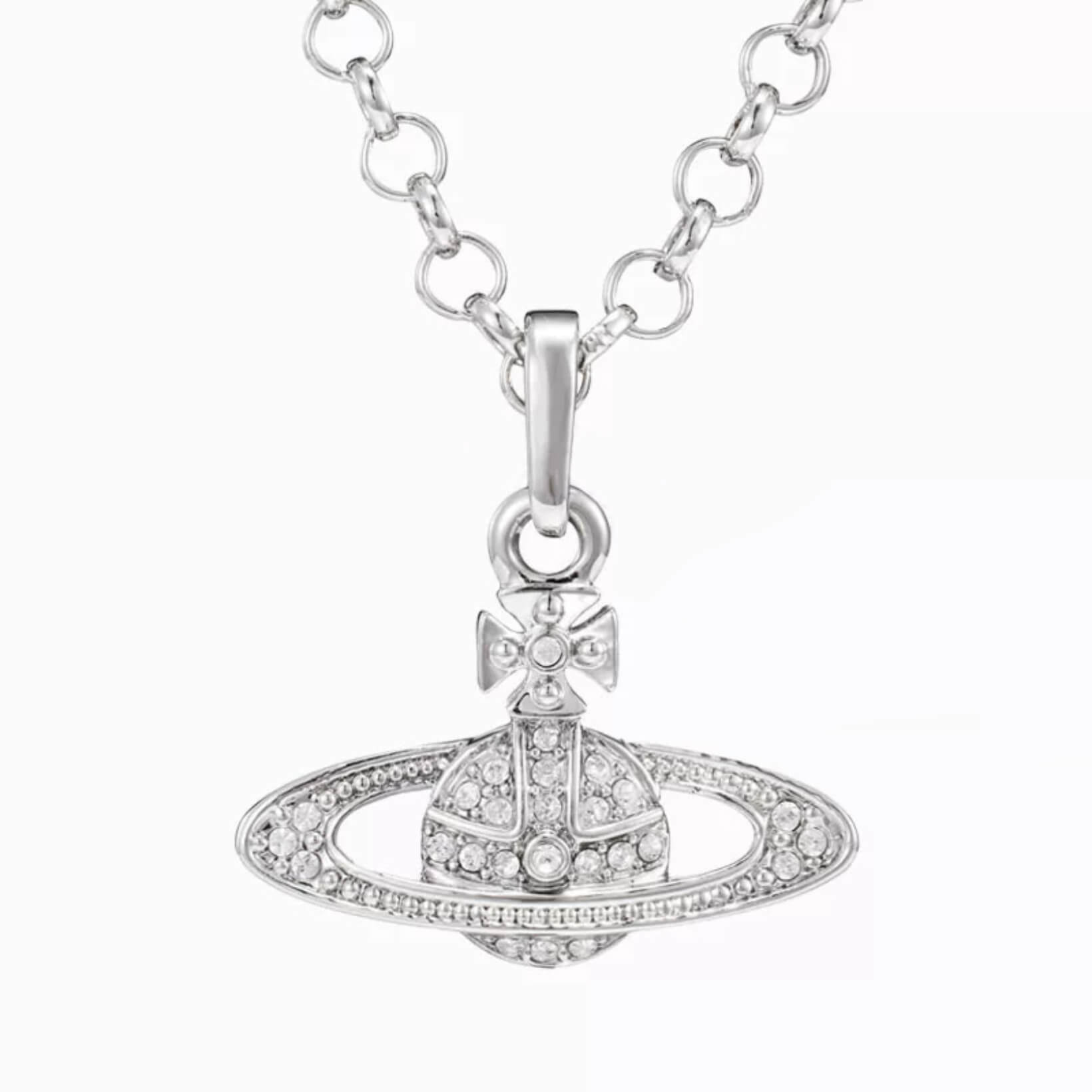 Classic Full Diamond Saturn Necklace