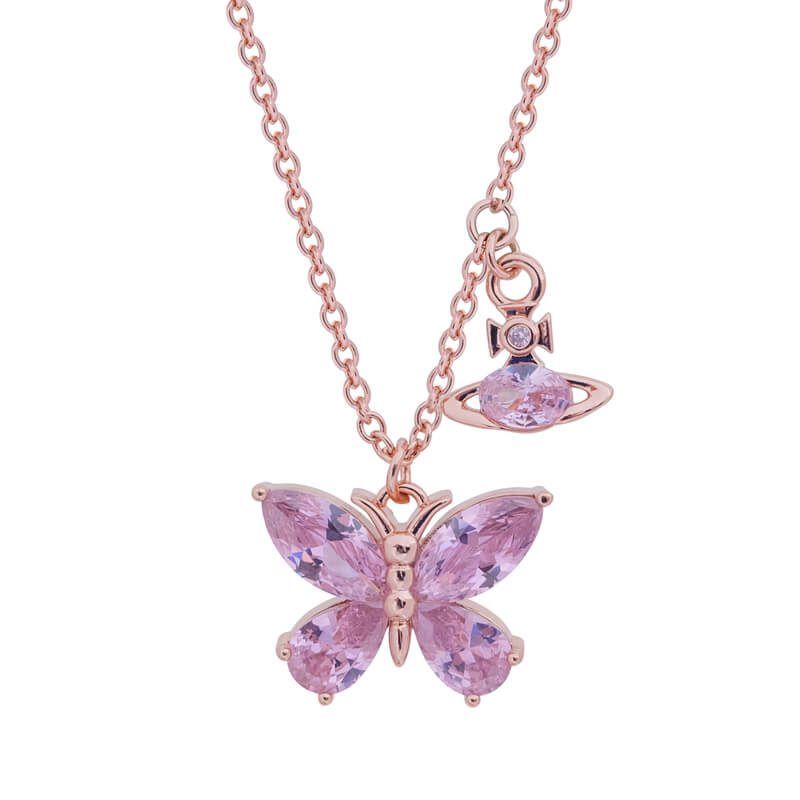 NEW-ELIANNE Butterfly Saturn Diamond Necklace