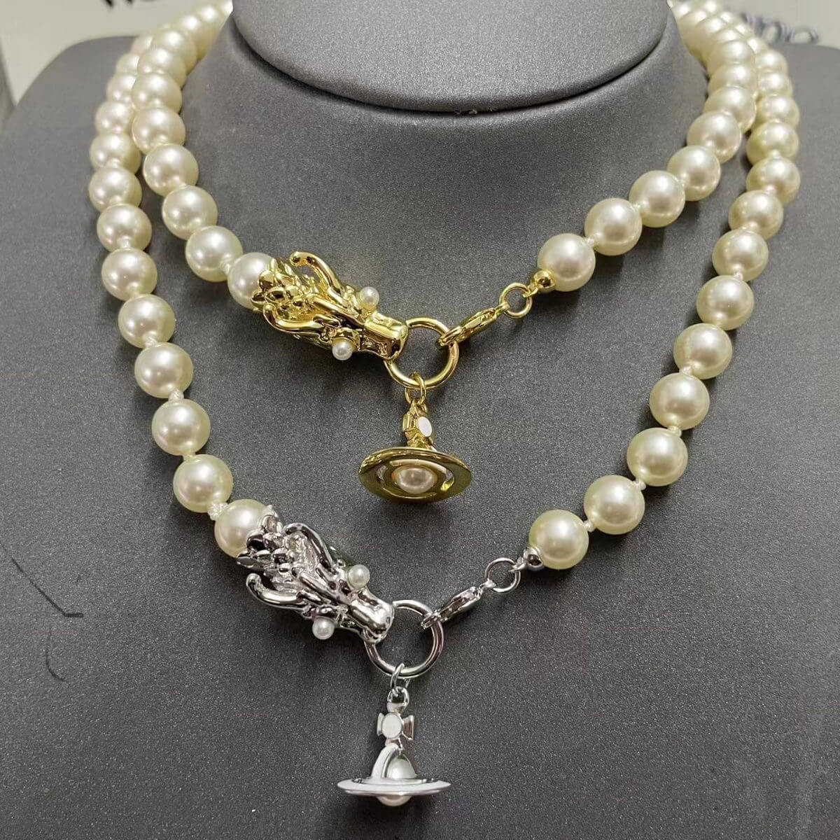 Dragon Saturn Pearl Necklace