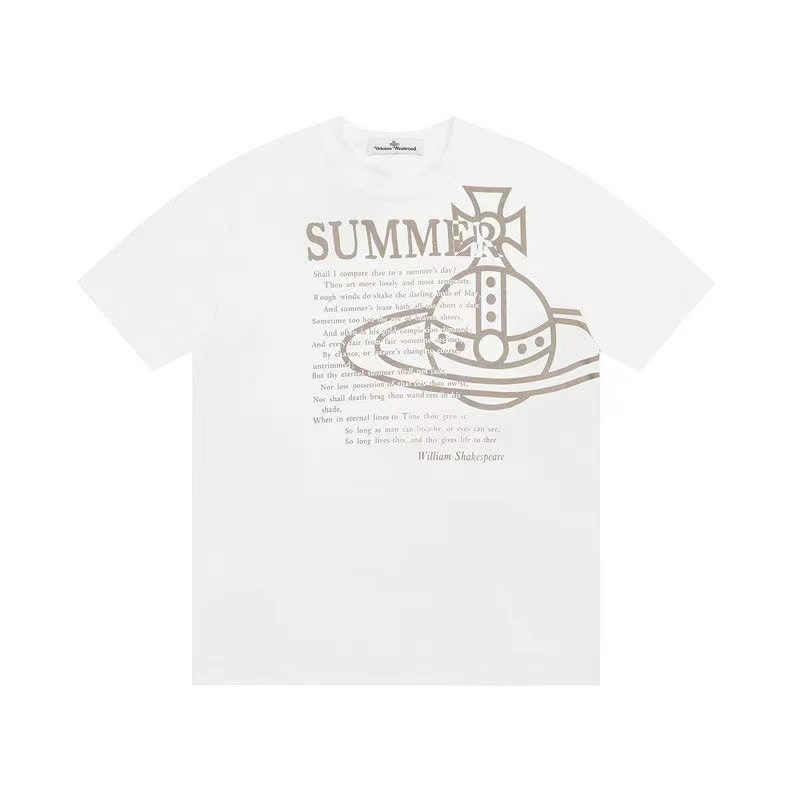 Saturn Printed Loose Casual Colorblock Cotton T-Shirt