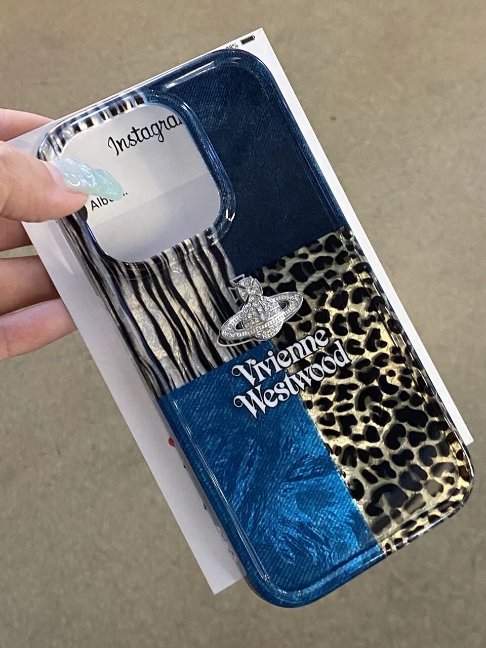 Leopard Print Plaid Saturn Phone Case