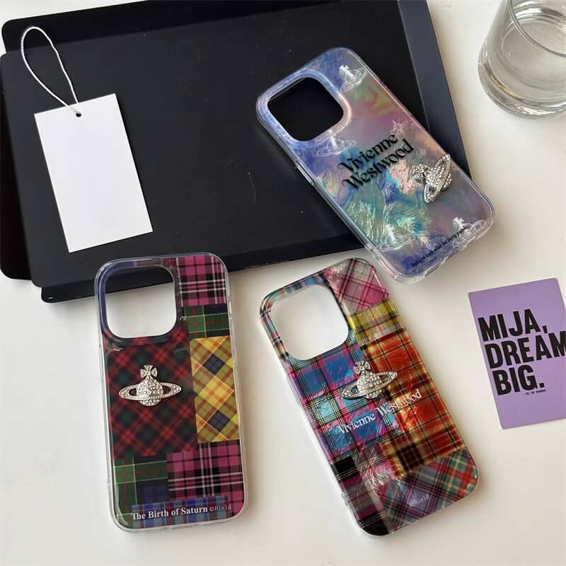 Plaid Patchwork Saturn Phone Case