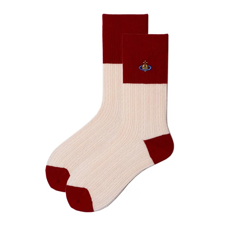 Red Christmas Saturn Socks