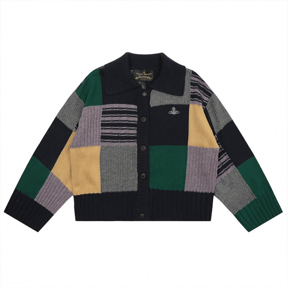 Colorblock Plaid Saturn Sweater