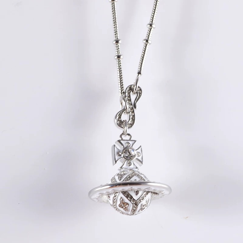 NEW-5 Colors Enamel ORB Pendant Necklace