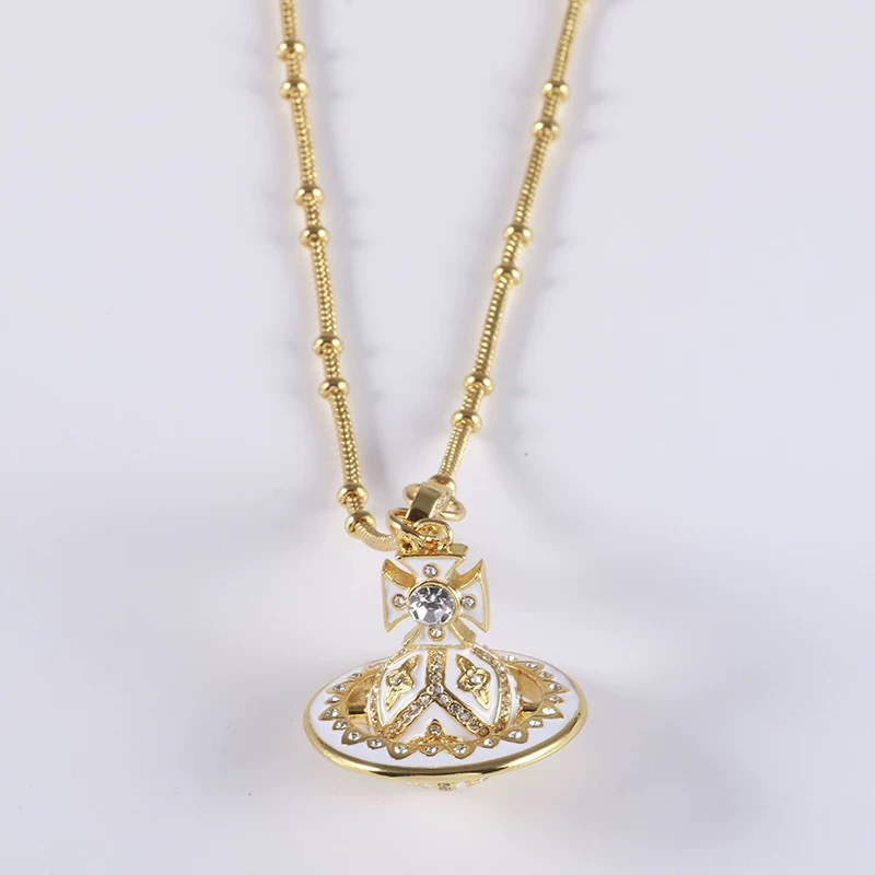 NEW-5 Colors Enamel ORB Pendant Necklace