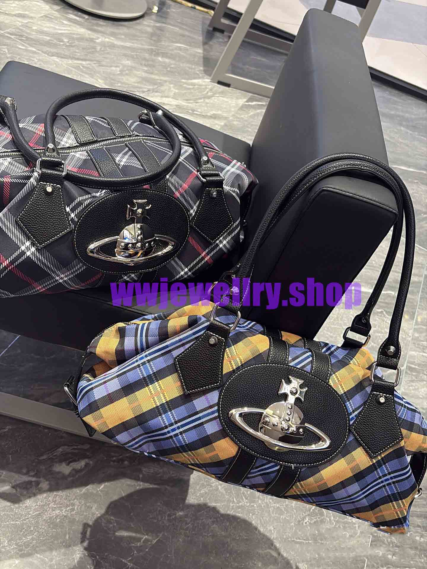 5 Colors Vintage Plaid Orb Shoulder Bag