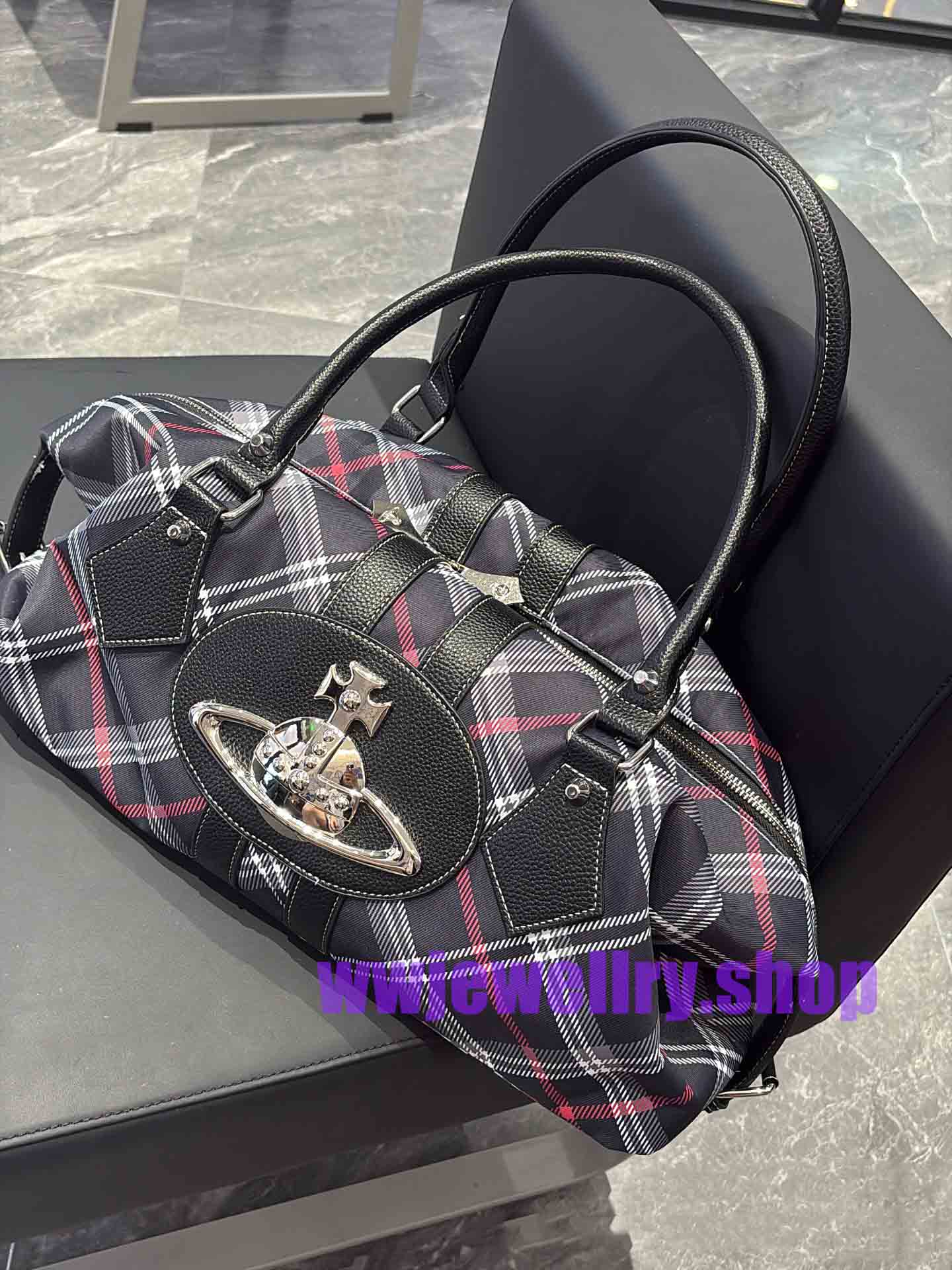 5 Colors Vintage Plaid Orb Shoulder Bag