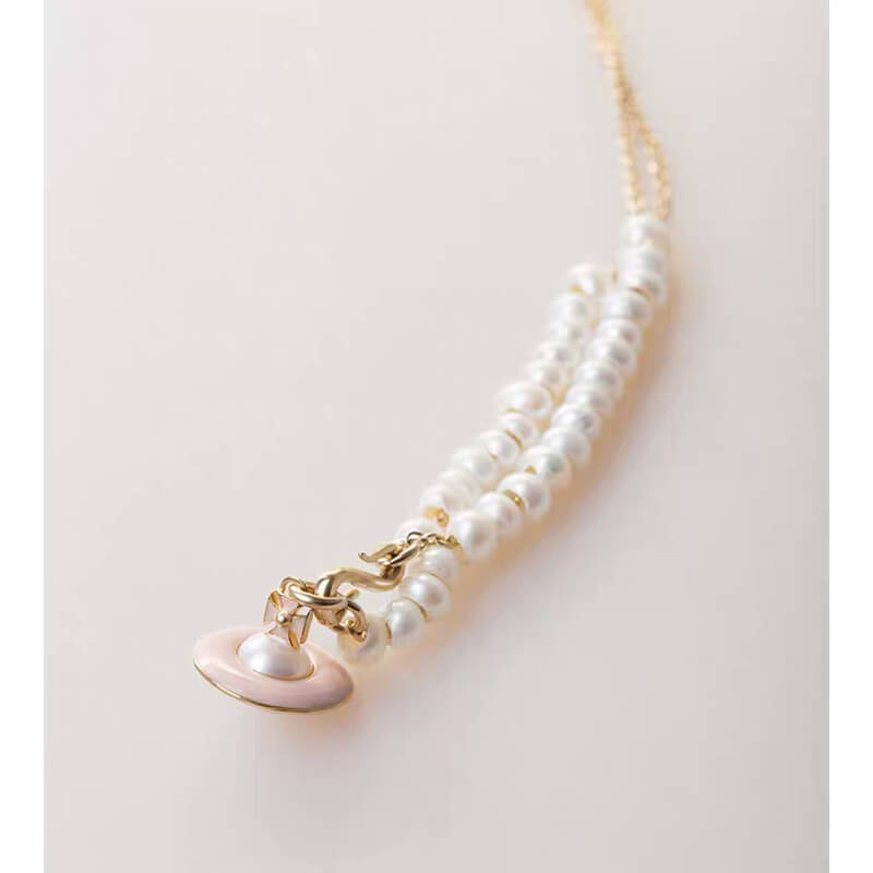 Pink Saturn Pearl Necklace
