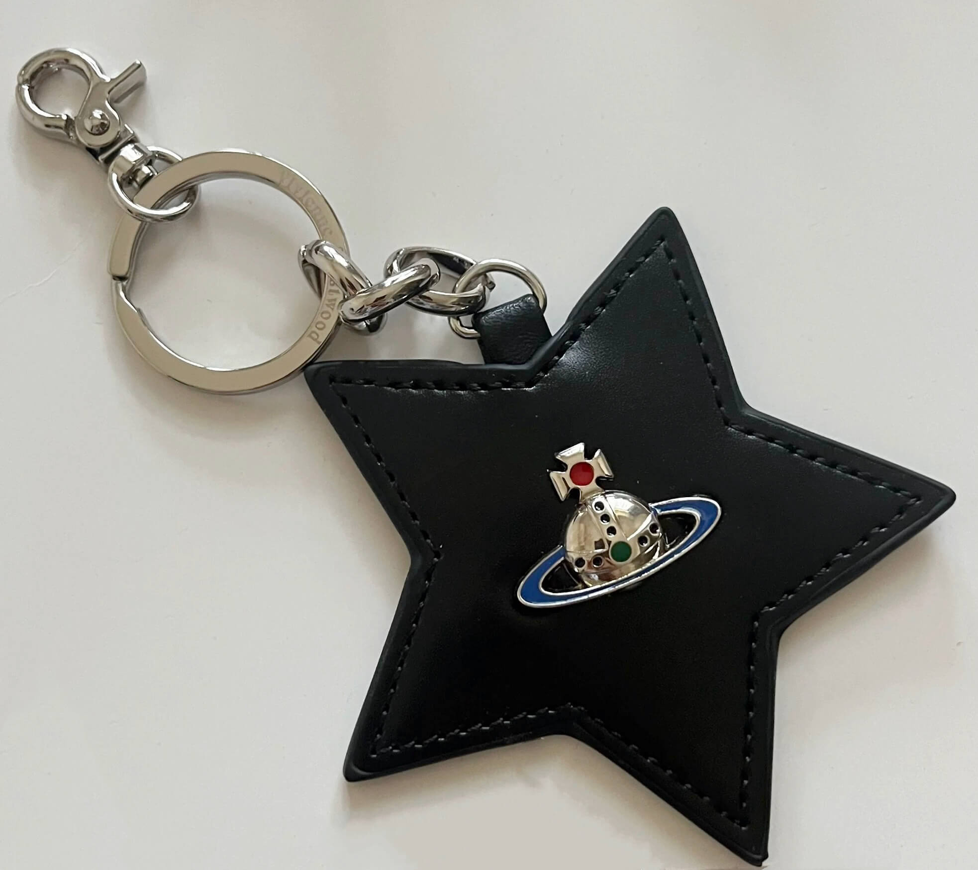 Pentagram Leather Saturn Keychain Bag Charm