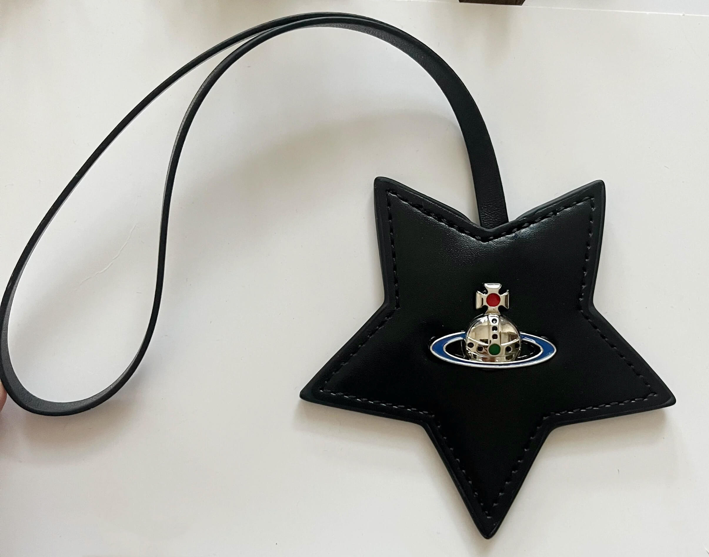 Pentagram Leather Saturn Keychain Bag Charm