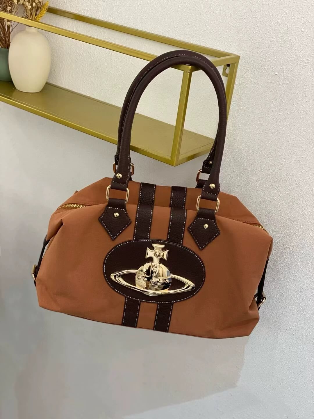 4 Colors Vintage Plaid Orb Shoulder Bag