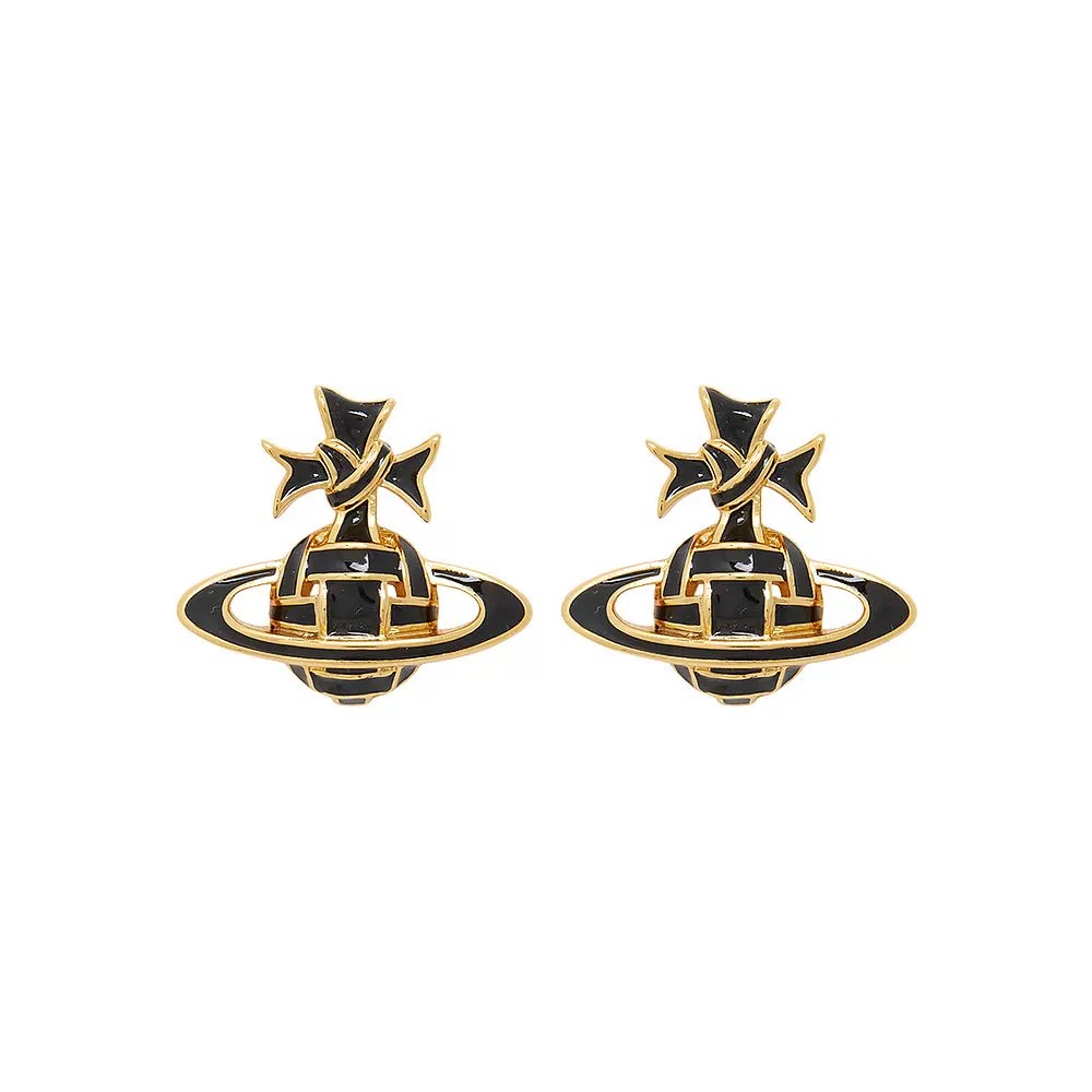 3 Colors RIBBON Plait Saturn Earrings