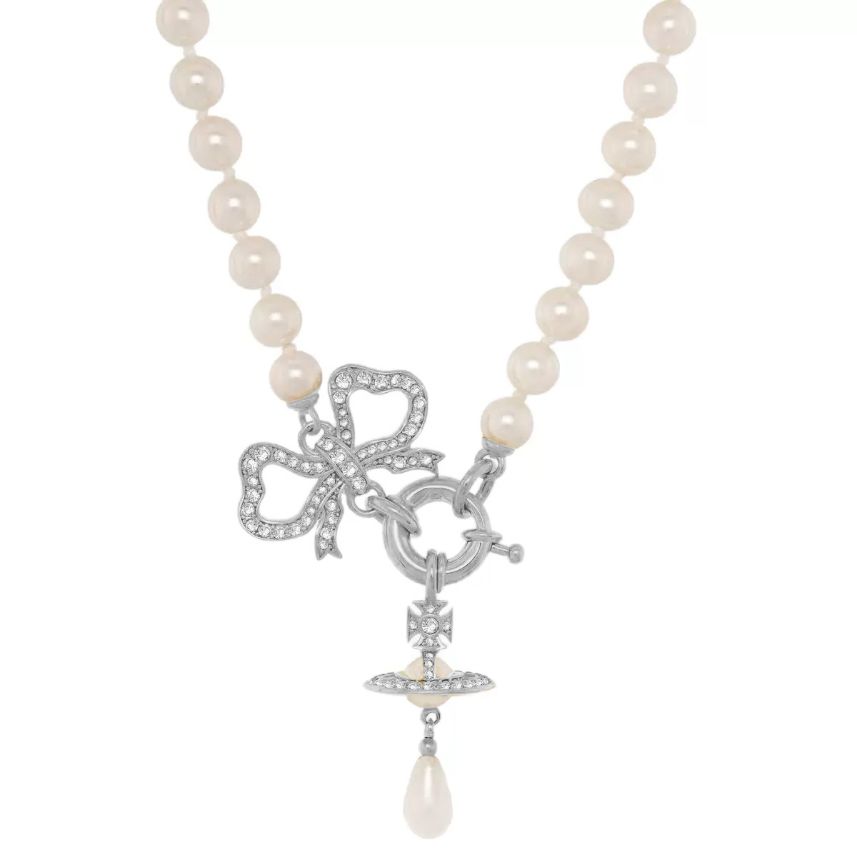 2 Colors RIGOBERTA Pearl Bow Saturn Necklace