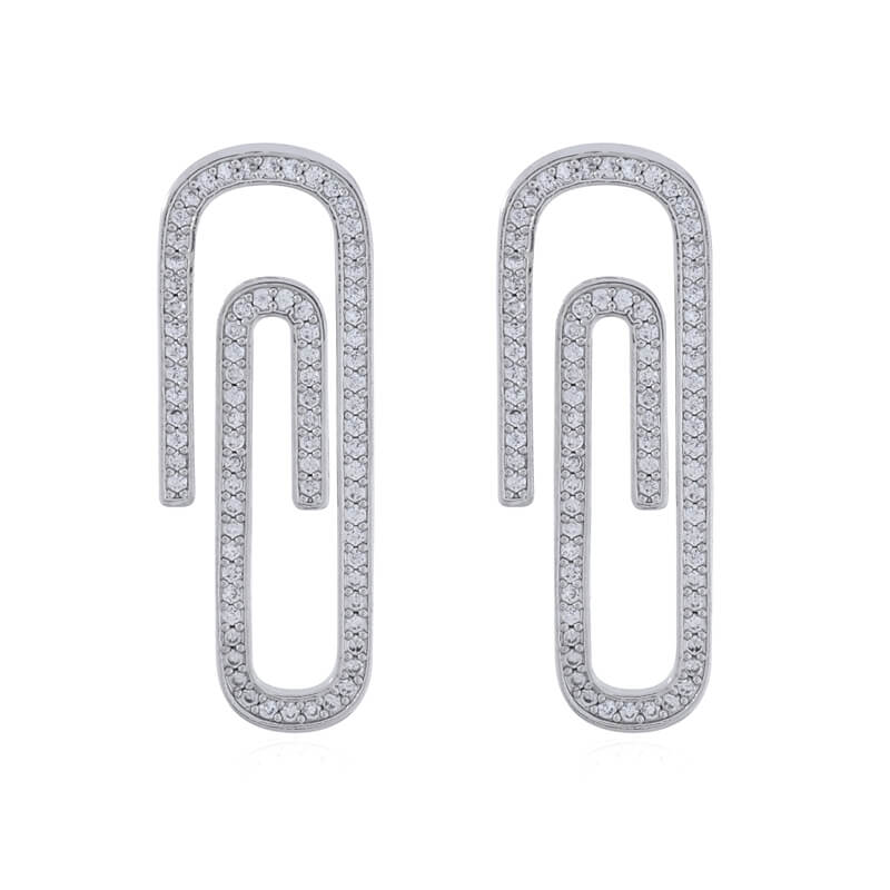 2 Colors Clip Diamond Earrings