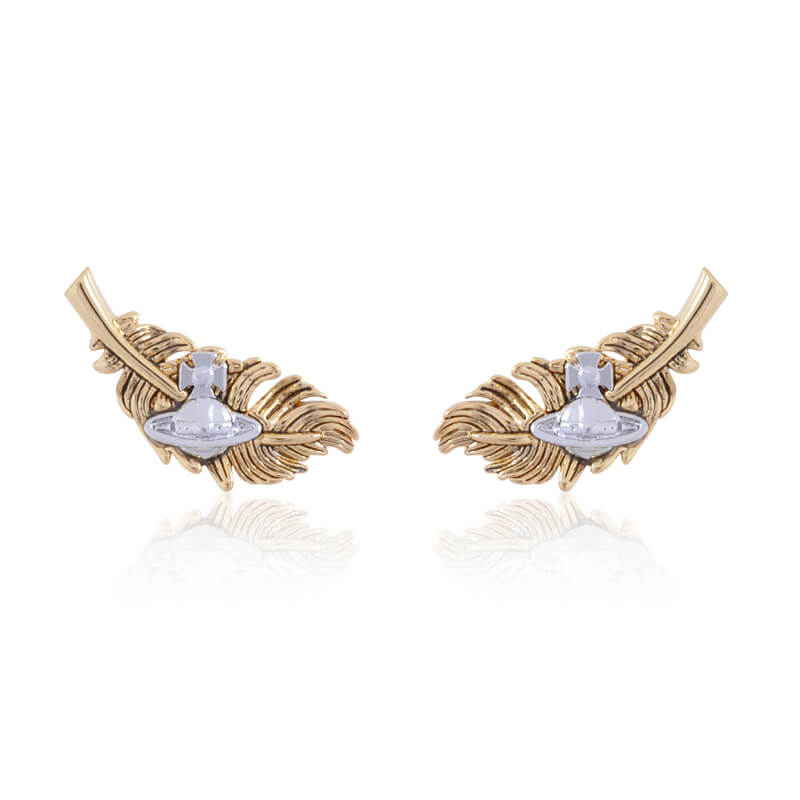 2 Colors Feather Saturn Earrings