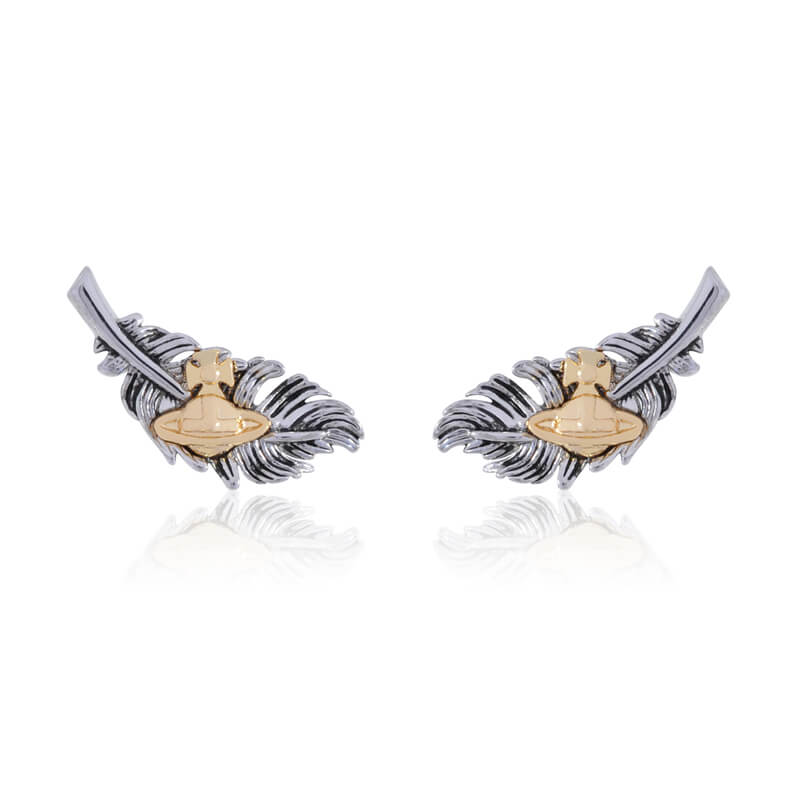 2 Colors Feather Saturn Earrings
