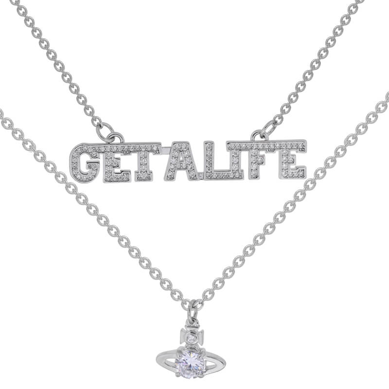 2 Colors GET A LIFE Double Layer Saturn Necklace
