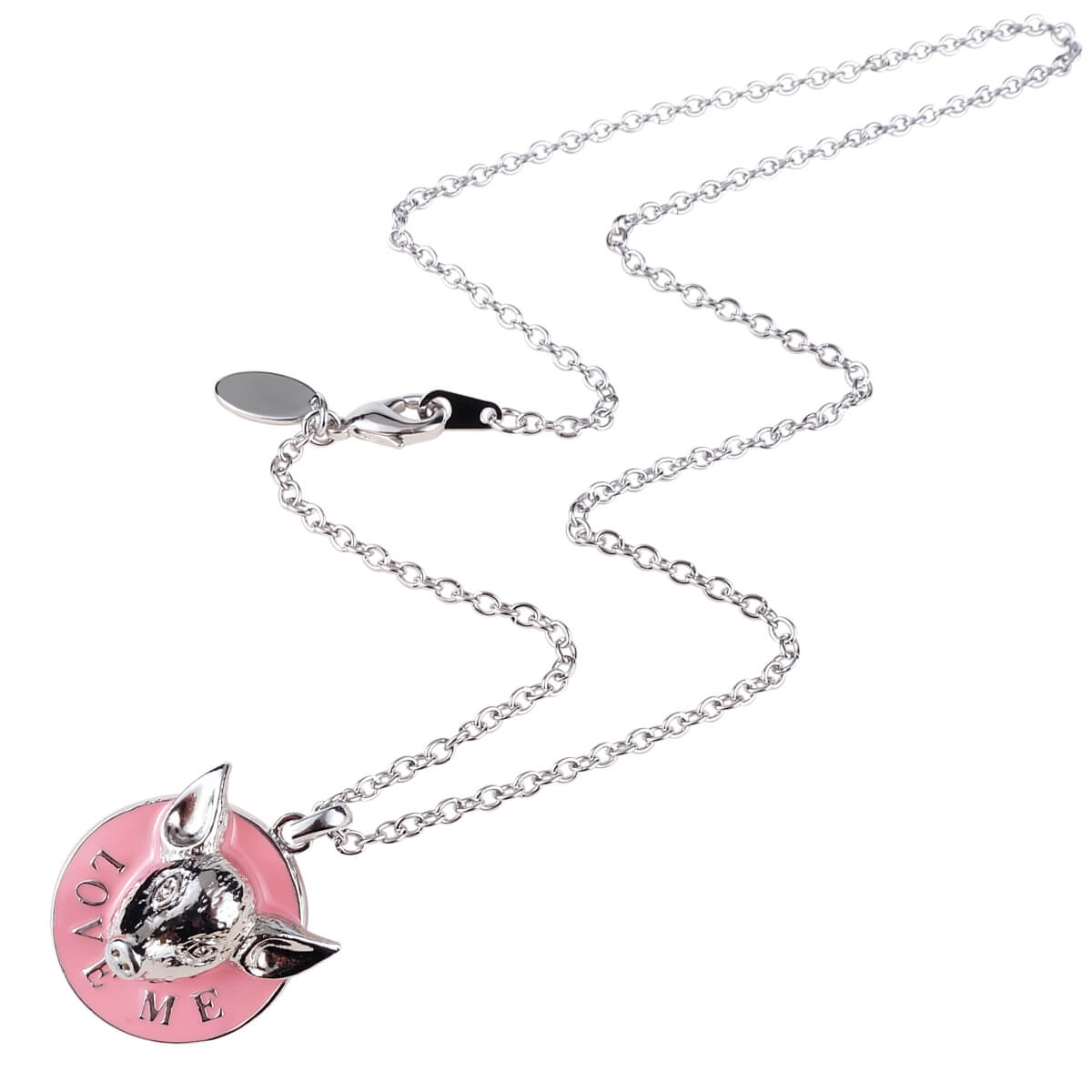 Vintage Pink Pig Reversible Necklace